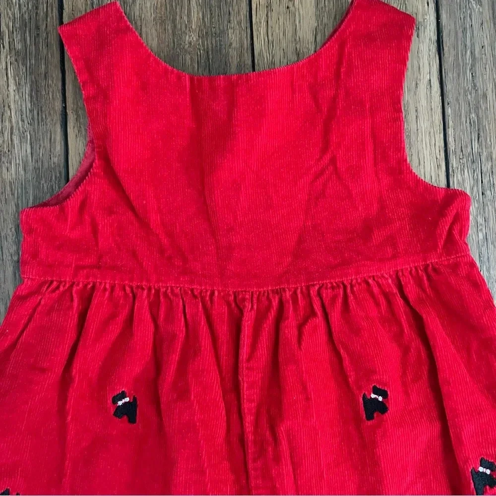 Girls Red Corduroy Romper Black Terrier Dog Embroidery 2T Snap Legs Jumper 24M